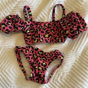 Posh peanut 6 to 12 months, two piece pink leopard
